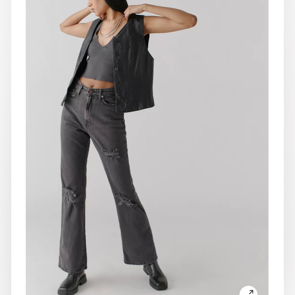 UO High Waisted Comfort Stretch Flare Jeans size 24 NWT Grey/Washed Black
